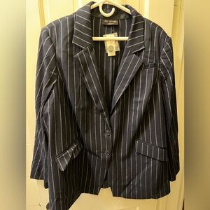 NWT Lane Bryant Blue & Silver Striped The Bryant Blazer Size 22